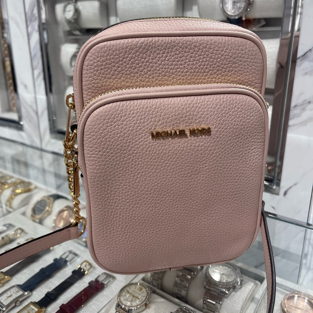 MICHAEL KORS Jet Set Travel Md Pebbled Leather NS Chain Crossbody XBODY 
Powder - Picture 7 of 16